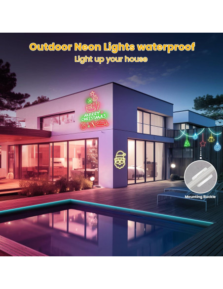 Luces de Cuerda LED NoeiiT 15.24m RGB Impermeables IP67 Luces de Cuerda LED NoeiiT 15.24m RGB Impermeables IP67