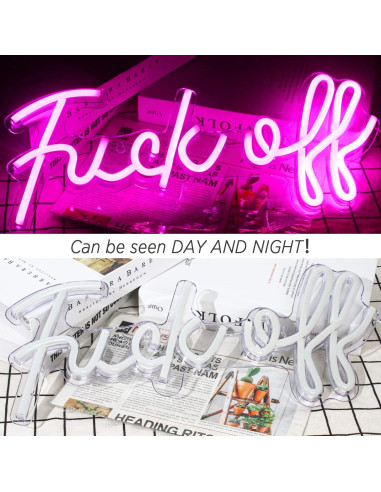 Cartel de Neón LUCUNSTAR Rosa Fuck Off 44x20 cm LED