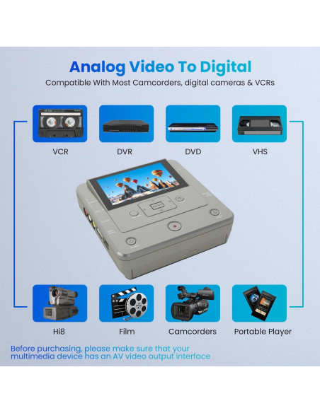 Grabadora de VHS a DVD Clariviews - Multifuncional, HD, WiFi Grabadora de VHS a DVD Clariviews - Multifuncional, HD, WiFi