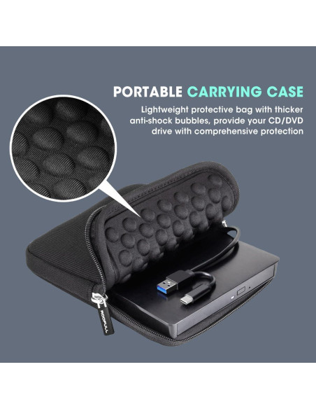 Unidad Externa CD/DVD ROOFULL 6 en 1 con Funda de Transporte Unidad Externa CD/DVD ROOFULL 6 en 1 con Funda de Transporte