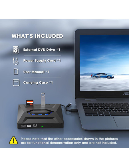 Unidad Externa CD/DVD ROOFULL 6 en 1 con Funda de Transporte Unidad Externa CD/DVD ROOFULL 6 en 1 con Funda de Transporte