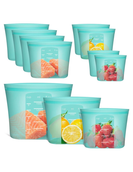 Bolsas de Almacenamiento de Comida Annaklin 100% Silicona 8 Piezas Bolsas de Almacenamiento de Comida Annaklin 100% Silicona 8 Piezas