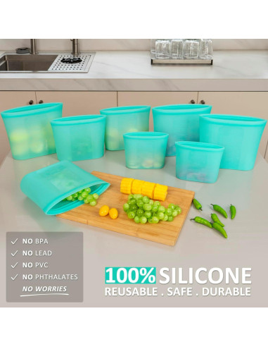 Bolsas de Almacenamiento de Comida Annaklin 100% Silicona 8 Piezas