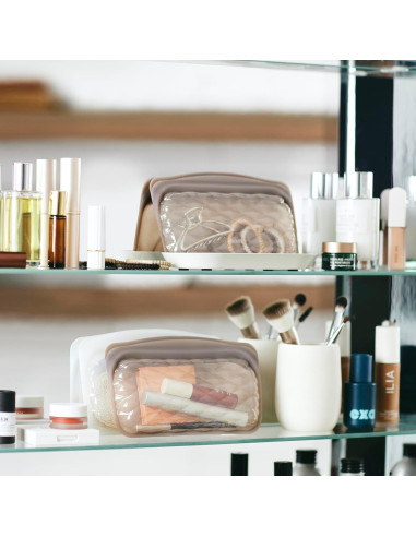 Bolsa de Maquillaje Reutilizable Stasher Taupe 12 Oz Ecológica