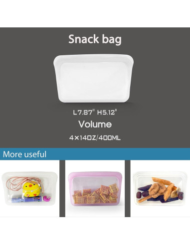Bolsas de Silicona Reutilizables KVK - 4 Unidades 400ml