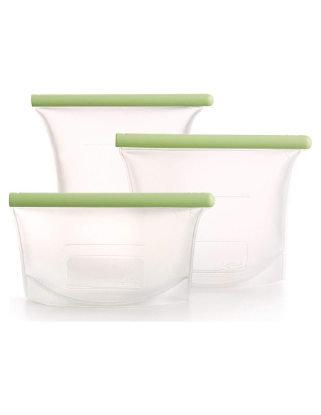 Lekue Juego de 3 Bolsas de Silicona Reutilizables 0.47L-1.49L Lekue Juego de 3 Bolsas de Silicona Reutilizables 0.47L-1.49L