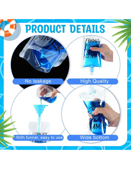Bolsas de Jugo Reutilizables Patelai 300 Pcs 250 ml con Embudo Bolsas de Jugo Reutilizables Patelai 300 Pcs 250 ml con Embudo