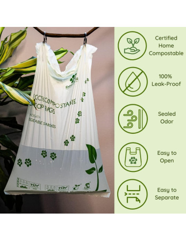 Bolsas de Poop Compostables Pawtopia 120 Unidades + Portabolsas