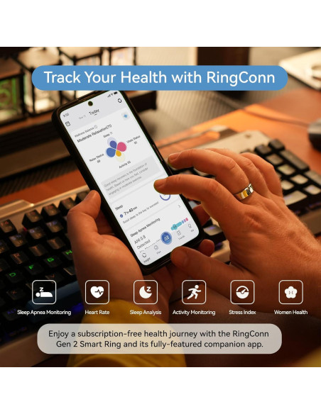 Anillo Inteligente RingConn Gen 2 Plata Talla 10 Monitoreo Sueño Anillo Inteligente RingConn Gen 2 Plata Talla 10 Monitoreo Sueño