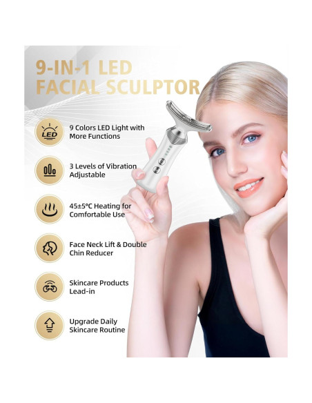 Masajeador Facial 9-en-1 Duomeilin Blanco con Luz Roja Masajeador Facial 9-en-1 Duomeilin Blanco con Luz Roja