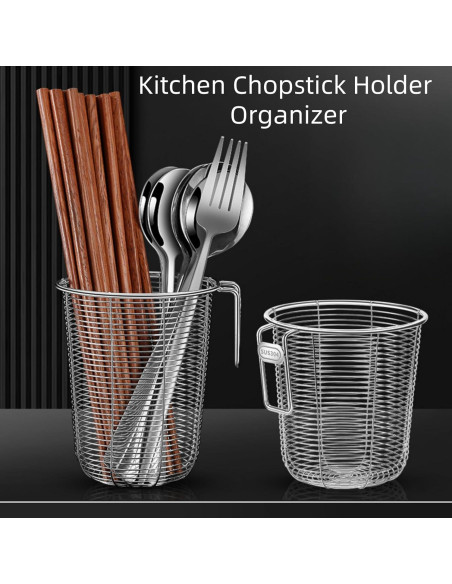 Cesta de Cubiertos Organizador Acero Inoxidable ZECNG 2 Pcs Cesta de Cubiertos Organizador Acero Inoxidable ZECNG 2 Pcs