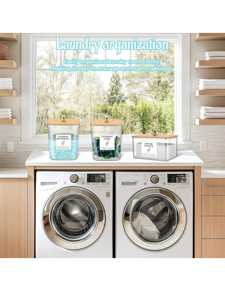 Organizador de Lavandería Reallnaive 5 Pcs 3L Acrílico con Bambú Organizador de Lavandería Reallnaive 5 Pcs 3L Acrílico con Bambú