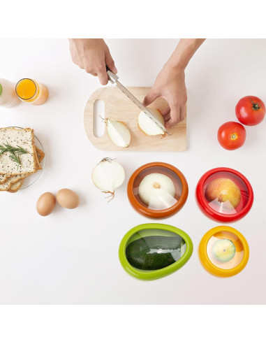 Juego de 4 Contenedores de Almacenamiento BuleVina para Frutas y Verduras
