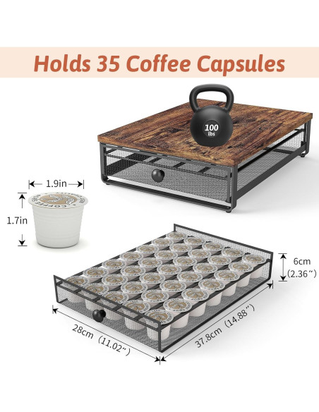 Cajón de Almacenamiento para Cápsulas de Café FERRIVISTA Marrón Cajón de Almacenamiento para Cápsulas de Café FERRIVISTA Marrón