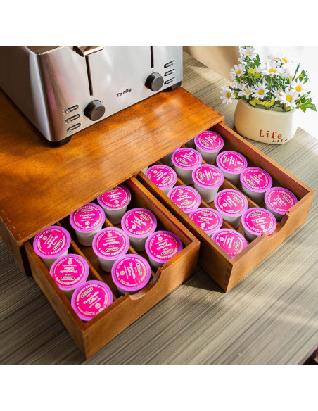 Soporte para cápsulas de café Leilifre, organizador de madera 30 unidades Soporte para cápsulas de café Leilifre, organizador de madera 30 unidades