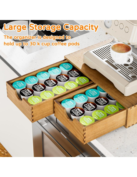 Organizador de K Cup iFaveorr de Madera de Pino - 30 Cápsulas Organizador de K Cup iFaveorr de Madera de Pino - 30 Cápsulas