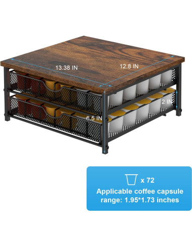Soporte Organizador para 72 Cápsulas de Café BTY - Negro
