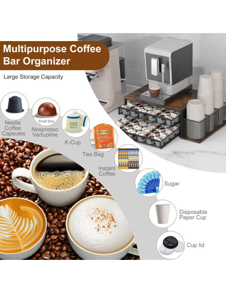 Soporte para K Cup TQVAI - Organizador de 60 Cápsulas Negro Soporte para K Cup TQVAI - Organizador de 60 Cápsulas Negro