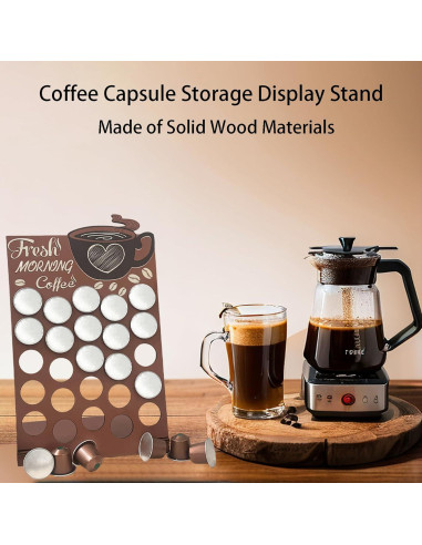 Soporte de cápsulas de café de madera K Cup - Organizador 25 tazas
