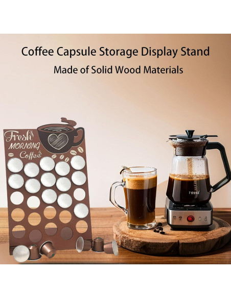 Soporte de cápsulas de café de madera K Cup - Organizador 25 tazas Soporte de cápsulas de café de madera K Cup - Organizador 25 tazas