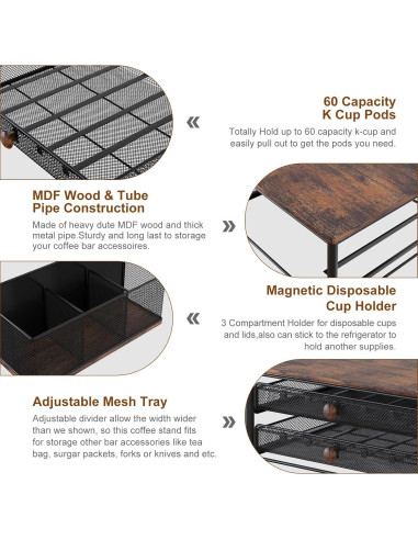 Soporte para K Cup TQVAI - Organizador de 60 Cápsulas Negro
