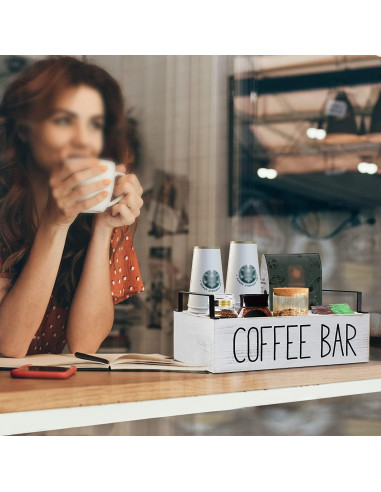 Organizador de Estación de Café Lzhevsk Blanco 4 Compartimentos
