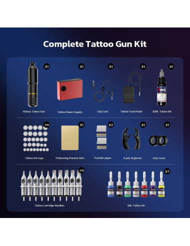 Kit Completo de Tatuaje Solong con Agujas y Tinta 60 Piezas