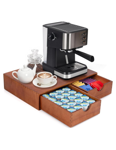 Organizador de Cápsulas de Café OWATRKDEY de Madera 38.9x28.4cm