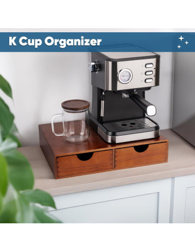 Organizador de Cápsulas de Café OWATRKDEY de Madera 38.9x28.4cm