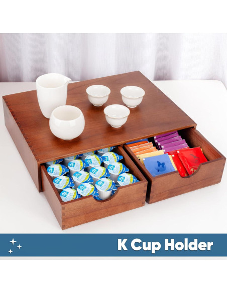 Organizador de Cápsulas de Café OWATRKDEY de Madera 38.9x28.4cm Organizador de Cápsulas de Café OWATRKDEY de Madera 38.9x28.4cm