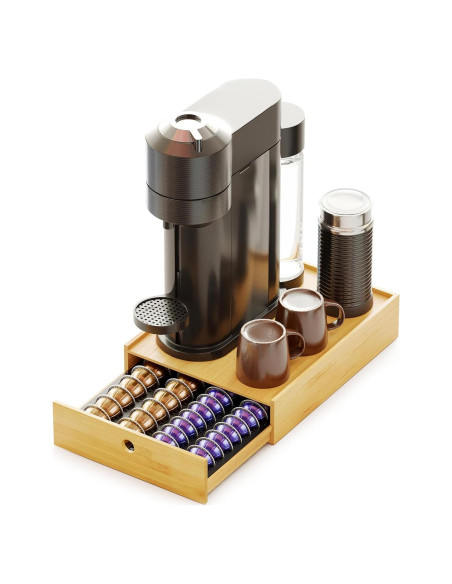 Soporte de Cápsulas de Café SpaceAid de Bambú Natural para Nespresso Vertuo - Organizador para 40 Grandes o 56 Pequeñas Soporte de Cápsulas de Café SpaceAid de Bambú Natural para Nespresso Vertuo - Organizador para 40 Grandes o 56 Pequeñas