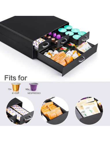 Organizador de Cápsulas de Café SZQINJI 72/96 Cápsulas 4 Cajones