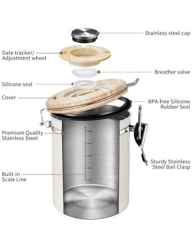 Contenedor de Café Veken 622 g Acero Inoxidable Hermético