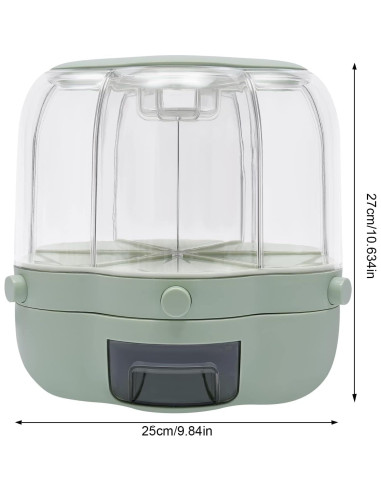 Dispensador de Arroz Rotatorio 360 6 Compartimentos Blanco