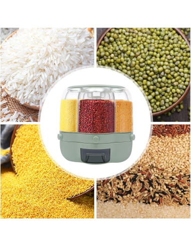 Dispensador de Arroz Rotatorio 360 6 Compartimentos Blanco