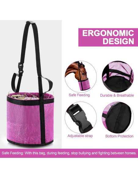 Bolsa de Alimentación para Caballos Sumind - 2 Pcs Rosa Bolsa de Alimentación para Caballos Sumind - 2 Pcs Rosa