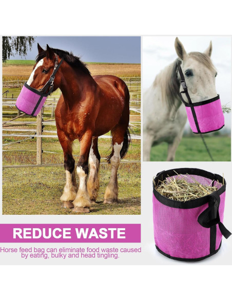 Bolsa de Alimentación para Caballos Sumind - 2 Pcs Rosa Bolsa de Alimentación para Caballos Sumind - 2 Pcs Rosa