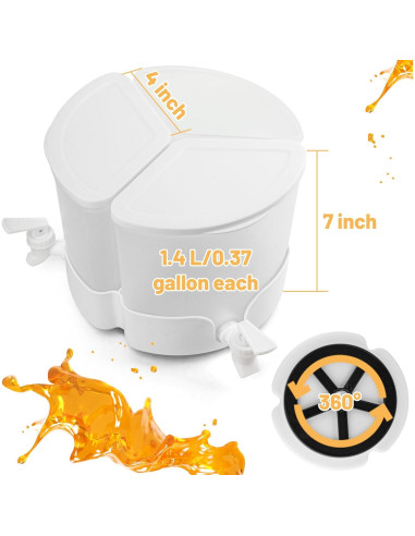 Dispensador de Bebidas Omoojee 4.2L 3 Grifos Rotatable 360