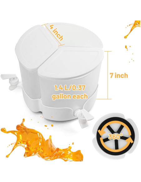 Dispensador de Bebidas Omoojee 4.2L 3 Grifos Rotatable 360 Dispensador de Bebidas Omoojee 4.2L 3 Grifos Rotatable 360