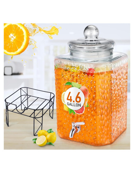 Dispensador de Bebidas de Vidrio Honeydak 17.4L con Grifo Dispensador de Bebidas de Vidrio Honeydak 17.4L con Grifo