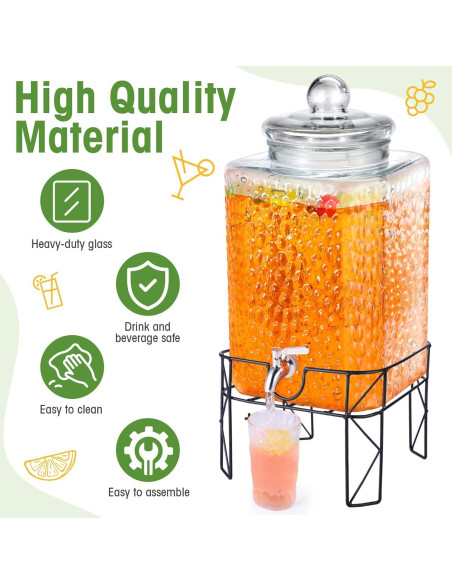 Dispensador de Bebidas de Vidrio Honeydak 17.4L con Grifo Dispensador de Bebidas de Vidrio Honeydak 17.4L con Grifo