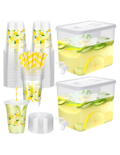 Paquete de 2 dispensadores de bebida Kochorie 8.8L con 50 vasos