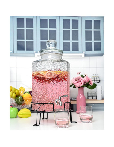 Dispensador de Bebidas de Vidrio Redfern 9.46L con Grifo Inoxidable