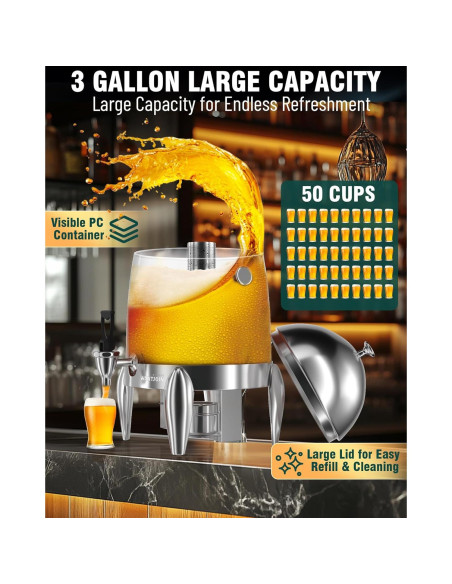 Dispensador de Bebidas WantJoin 3.2 Galones Acero Inoxidable Dispensador de Bebidas WantJoin 3.2 Galones Acero Inoxidable