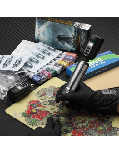 Kit de Tatuaje PFARRER EKP650-7 Inalámbrico con 2 Baterías
