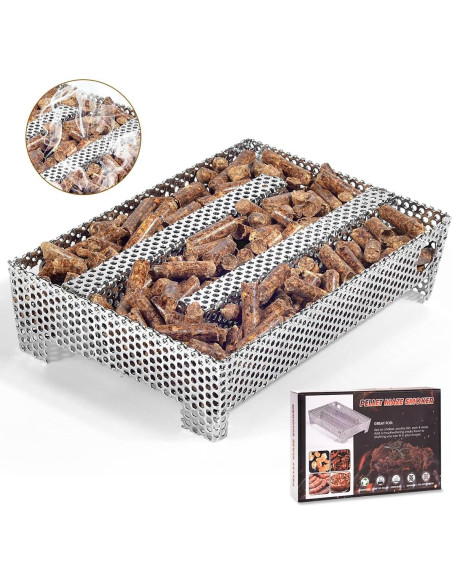 Bandeja de Ahumador de Pellets 3 BUZZLETT 5" x 8" Inoxidable Bandeja de Ahumador de Pellets 3 BUZZLETT 5" x 8" Inoxidable