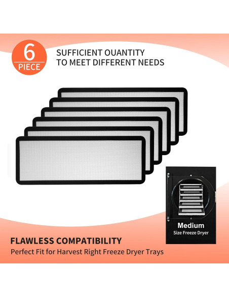 6 Tapetes de Silicona BriskJoy para Deshidratador Harvest Right 43.8x17.5cm 6 Tapetes de Silicona BriskJoy para Deshidratador Harvest Right 43.8x17.5cm