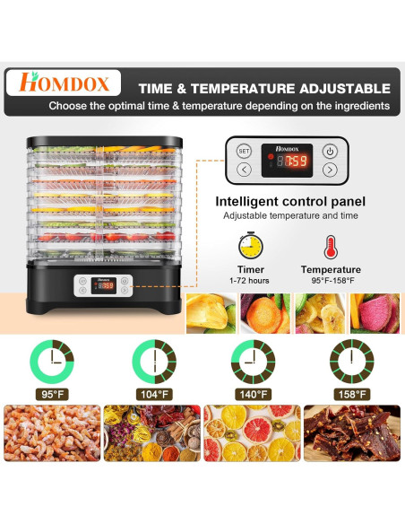 Deshidratadora de Alimentos COOCHEER 400W 8 Bandejas Negra Deshidratadora de Alimentos COOCHEER 400W 8 Bandejas Negra