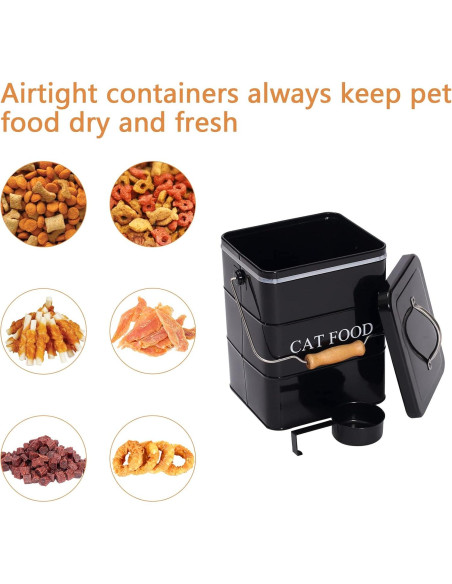 Contenedor de Almacenamiento de Comida para Gatos Geyecete 6L Negro Contenedor de Almacenamiento de Comida para Gatos Geyecete 6L Negro