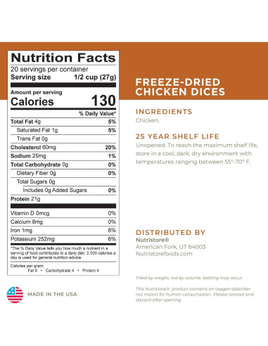 Pollo Liofilizado Nutristore 520g - Alimento de Emergencia